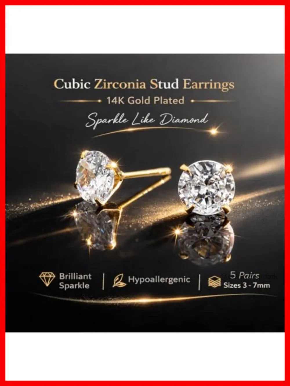 10 Pairs 14K Gold Plated Stud Earrings, Pearl & CZ Hypoallergenic Set for Women
